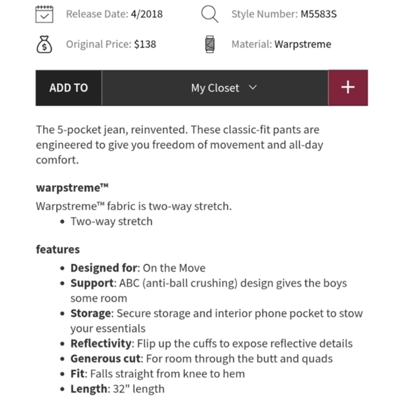 Lululemon ABC Pant Classic 32" Men's 30 Beige Tan Warpstreme Material Activewear - Picture 10 of 12